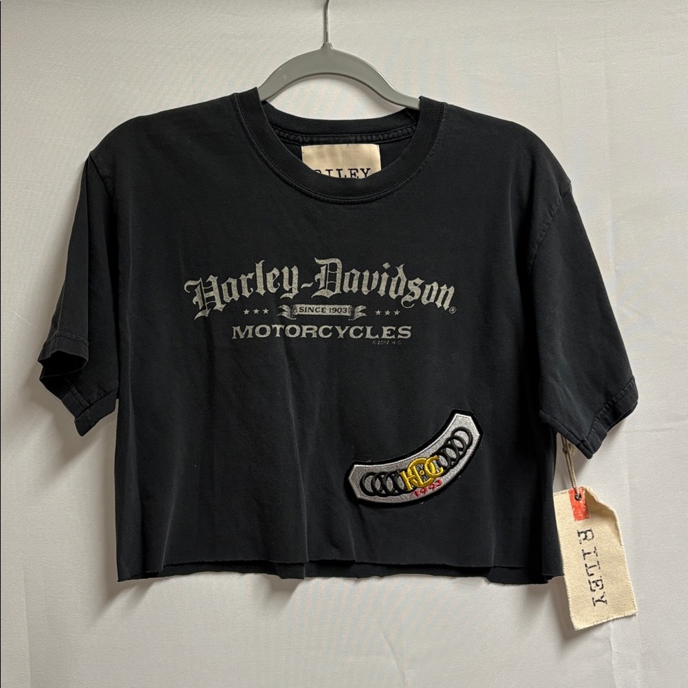 RILEY Harley Davidson Centennial Park Crop Tee Black Size M/L New with Tag